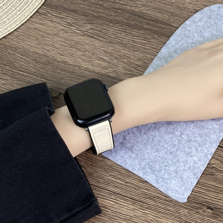 For Apple Watch SE 2022 44mm Trapezoid Fold Magnetic Buckle Silicone PU Watch Band(Black Gold)