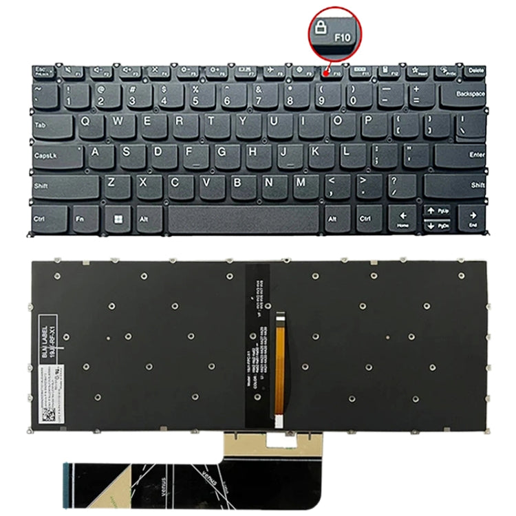 For Lenovo IdeaPad 5 / Yoga Slim 7 Pro  US Version Laptop Backlight Keyboard, F10 Key with Lock Icon(Black) - Lenovo Spare Parts by PMC TechLife | Online Shopping South Africa | PMC TechLife | Buy Now Pay Later Mobicred