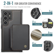 For Samsung Galaxy S24 Ultra 5G JEEHOOD J05 Business Magnetic Style RFID Leather Phone Case(Black)
