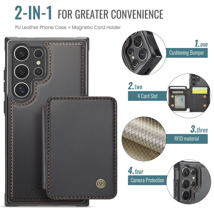 For Samsung Galaxy S24 Ultra 5G JEEHOOD J05 Business Magnetic Style RFID Leather Phone Case(Black)