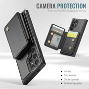 For Samsung Galaxy S24 Ultra 5G JEEHOOD J05 Business Magnetic Style RFID Leather Phone Case(Black)