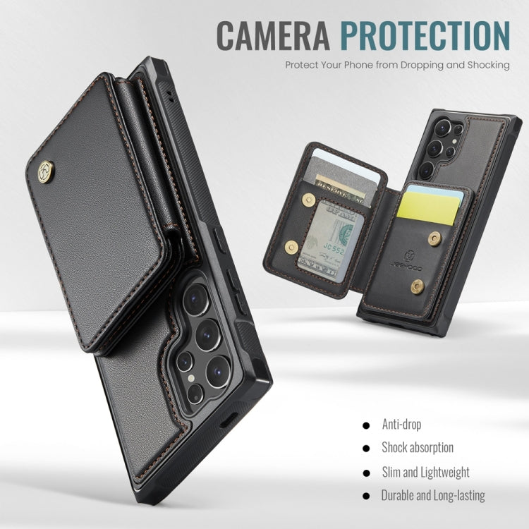 For Samsung Galaxy S24 Ultra 5G JEEHOOD J05 Business Magnetic Style RFID Leather Phone Case(Black)