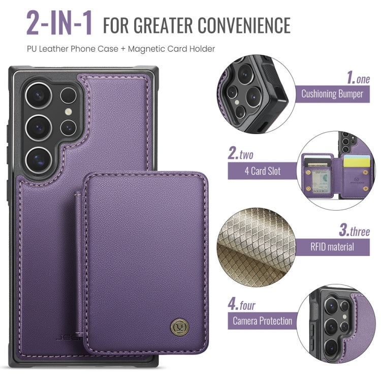 For Samsung Galaxy S24 Ultra 5G JEEHOOD J05 Business Magnetic Style RFID Leather Phone Case(Purple)
