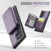 For Samsung Galaxy S24 Ultra 5G JEEHOOD J05 Business Magnetic Style RFID Leather Phone Case(Purple)