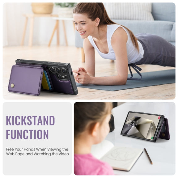 For Samsung Galaxy S24 Ultra 5G JEEHOOD J05 Business Magnetic Style RFID Leather Phone Case(Purple)