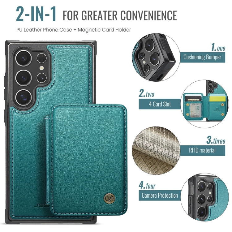 For Samsung Galaxy S24 Ultra 5G JEEHOOD J05 Business Magnetic Style RFID Leather Phone Case(Blue Green)