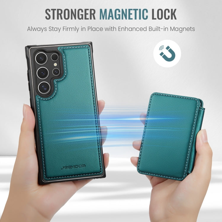 For Samsung Galaxy S24 Ultra 5G JEEHOOD J05 Business Magnetic Style RFID Leather Phone Case(Blue Green)