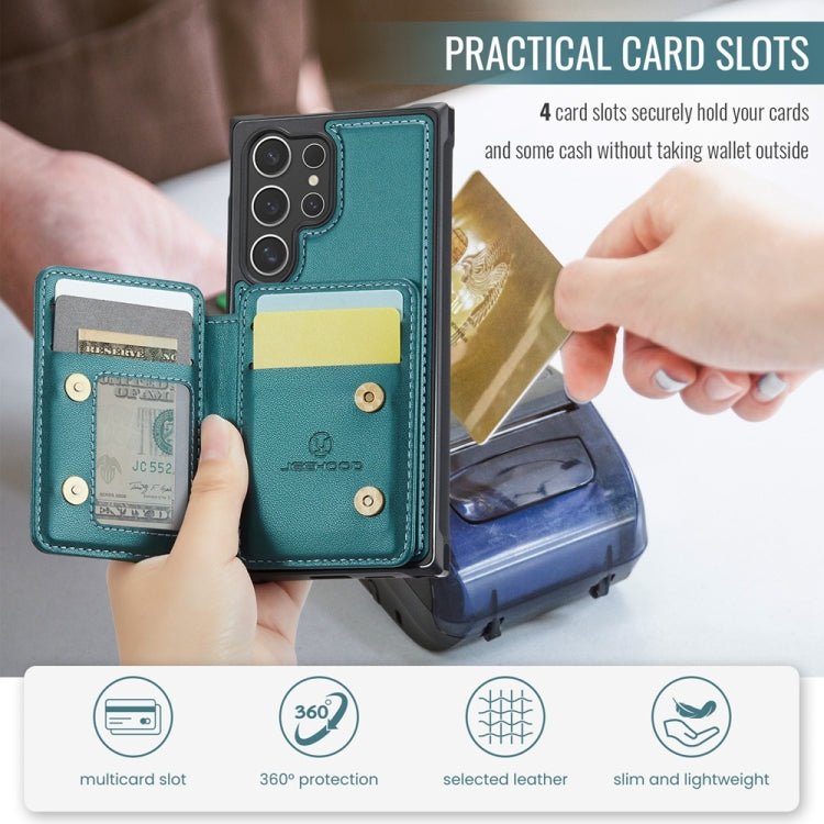 For Samsung Galaxy S24 Ultra 5G JEEHOOD J05 Business Magnetic Style RFID Leather Phone Case(Blue Green)