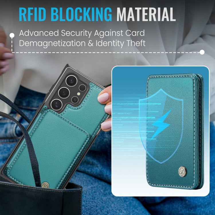 For Samsung Galaxy S24 Ultra 5G JEEHOOD J05 Business Magnetic Style RFID Leather Phone Case(Blue Green)
