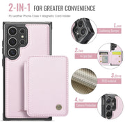 For Samsung Galaxy S24 Ultra 5G JEEHOOD J05 Business Magnetic Style RFID Leather Phone Case(Pink)
