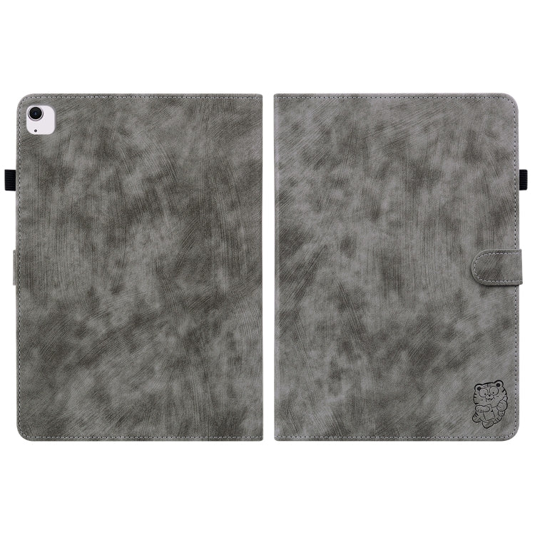 For iPad Air 13 2025 / 2024 Embossed Tiger Pattern Leather Tablet Case(Grey) - iPad Air 13 2025 / 2024 Cases by PMC TechLife | Online Shopping South Africa | PMC TechLife | Buy Now Pay Later Mobicred