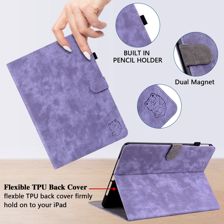 For iPad Air 13 2025 / 2024 Embossed Tiger Pattern Leather Tablet Case(Purple) - iPad Air 13 2025 / 2024 Cases by PMC TechLife | Online Shopping South Africa | PMC TechLife | Buy Now Pay Later Mobicred