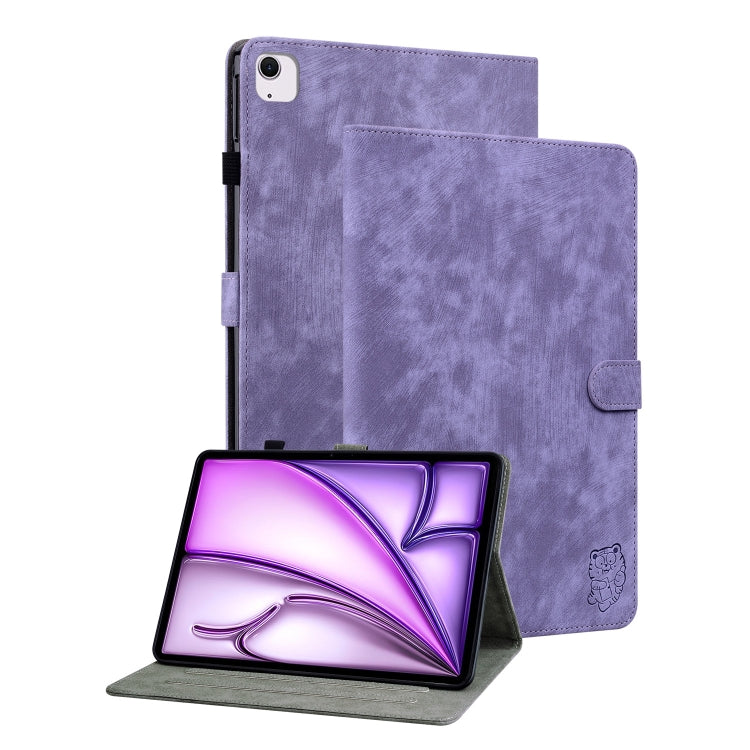 For iPad Air 11 2025 / 2024 Embossed Tiger Pattern Leather Tablet Case(Purple) - iPad Air 11 2025 / 2024 Cases by PMC TechLife | Online Shopping South Africa | PMC TechLife | Buy Now Pay Later Mobicred