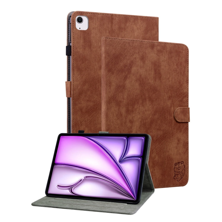 For iPad Air 11 2025 / 2024 Embossed Tiger Pattern Leather Tablet Case(Brown) - iPad Air 11 2025 / 2024 Cases by PMC TechLife | Online Shopping South Africa | PMC TechLife | Buy Now Pay Later Mobicred
