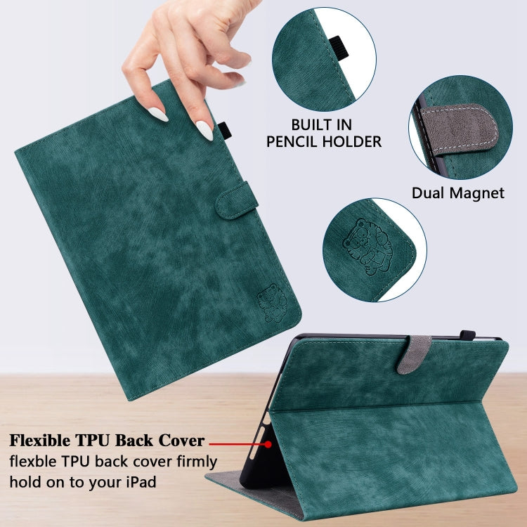 For iPad Air 11 2025 / 2024 Embossed Tiger Pattern Leather Tablet Case(Dark Green) - free shipping - PMC TechLife - Order now!