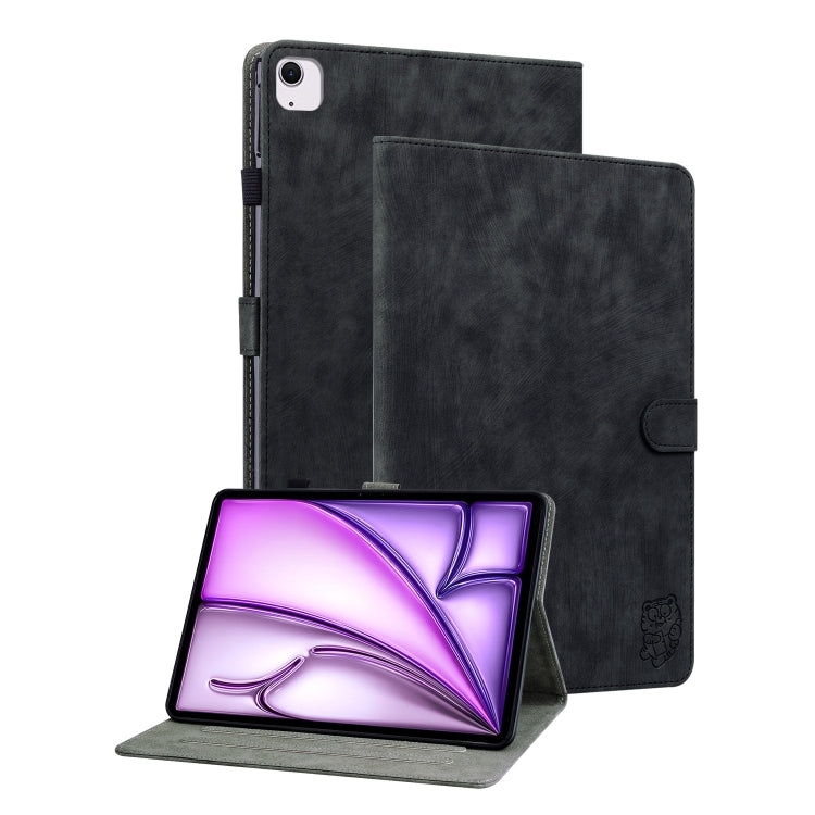 For iPad Air 11 2024 Embossed Tiger Pattern Leather Tablet Case(Black) - iPad Air 11 2024 Cases by PMC TechLife | Online Shopping South Africa | PMC TechLife | Buy Now Pay Later Mobicred