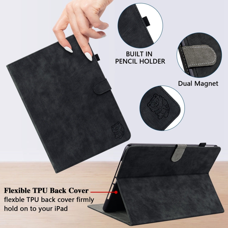 For iPad Air 11 2024 Embossed Tiger Pattern Leather Tablet Case(Black) - iPad Air 11 2024 Cases by PMC TechLife | Online Shopping South Africa | PMC TechLife | Buy Now Pay Later Mobicred
