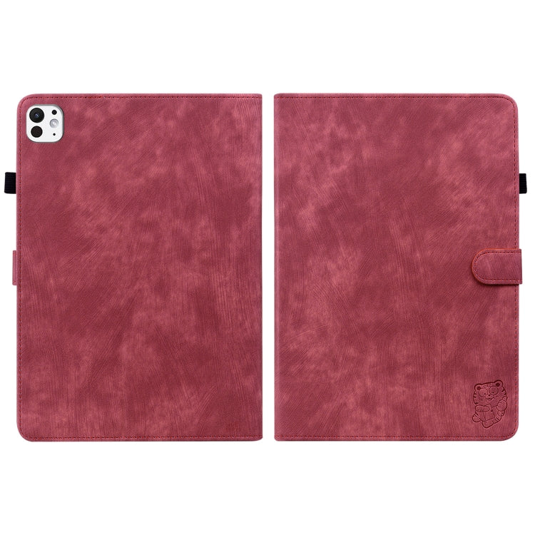 For iPad Pro 11 2024 Embossed Tiger Pattern Leather Tablet Case(Red) - iPad Pro 11 2024 Cases by PMC TechLife | Online Shopping South Africa | PMC TechLife | Buy Now Pay Later Mobicred