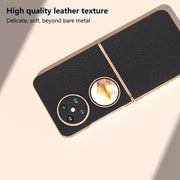 For Huawei Pocket 2 Nano Plating Genuine Leather Wave Series Phone Case(Black)