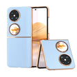 For Huawei Pocket 2 Nano Plating Genuine Leather Wave Series Phone Case(Blue) - Huawei Cases by PMC TechLife | Online Shopping South Africa | PMC TechLife | Buy Now Pay Later Mobicred
