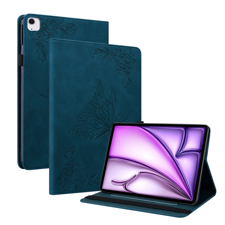 For iPad Air 11 2024 Butterfly Flower Embossed Leather Tablet Case(Blue) - free shipping - PMC TechLife - Order now!