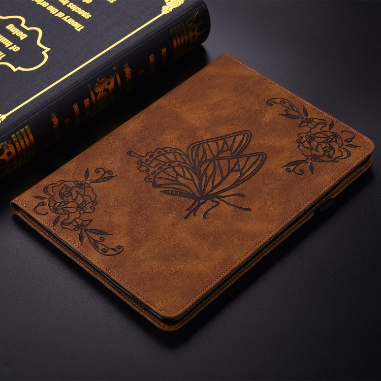 For iPad Air 11 2024 Butterfly Flower Embossed Leather Tablet Case(Brown) - iPad Air 11 2024 Cases by PMC TechLife | Online Shopping South Africa | PMC TechLife | Buy Now Pay Later Mobicred