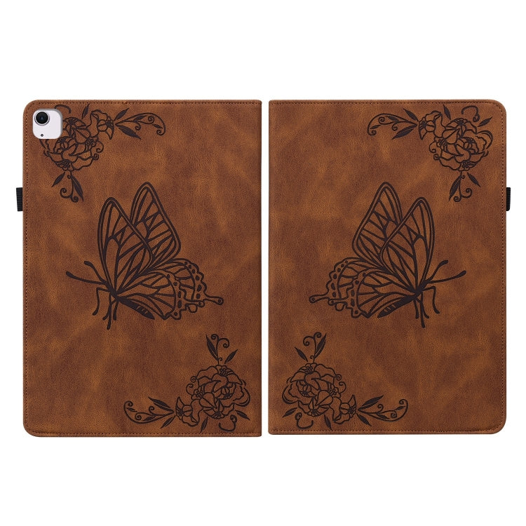 For iPad Air 11 2024 Butterfly Flower Embossed Leather Tablet Case(Brown) - iPad Air 11 2024 Cases by PMC TechLife | Online Shopping South Africa | PMC TechLife | Buy Now Pay Later Mobicred