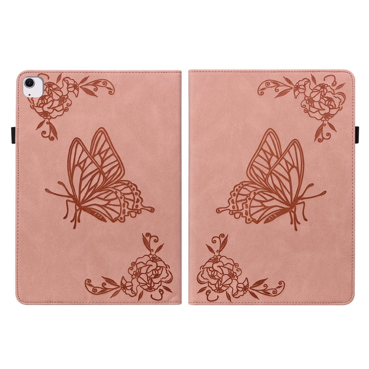 For iPad Air 11 2024 Butterfly Flower Embossed Leather Tablet Case(Rose Gold) - iPad Air 11 2025 / 2024 Cases by PMC TechLife | Online Shopping South Africa | PMC TechLife | Buy Now Pay Later Mobicred