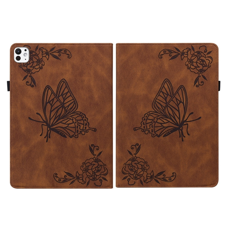 For iPad Pro 11 2024 Butterfly Flower Embossed Leather Tablet Case(Brown) - iPad Pro 11 2024 Cases by PMC TechLife | Online Shopping South Africa | PMC TechLife | Buy Now Pay Later Mobicred