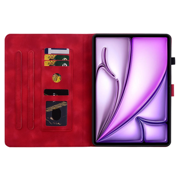 For iPad Air 13 2025 / 2024 Lily Embossed Leather Smart Tablet Case(Red)