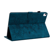 For iPad Air 13 2024 Lily Embossed Leather Smart Tablet Case(Dark Blue)