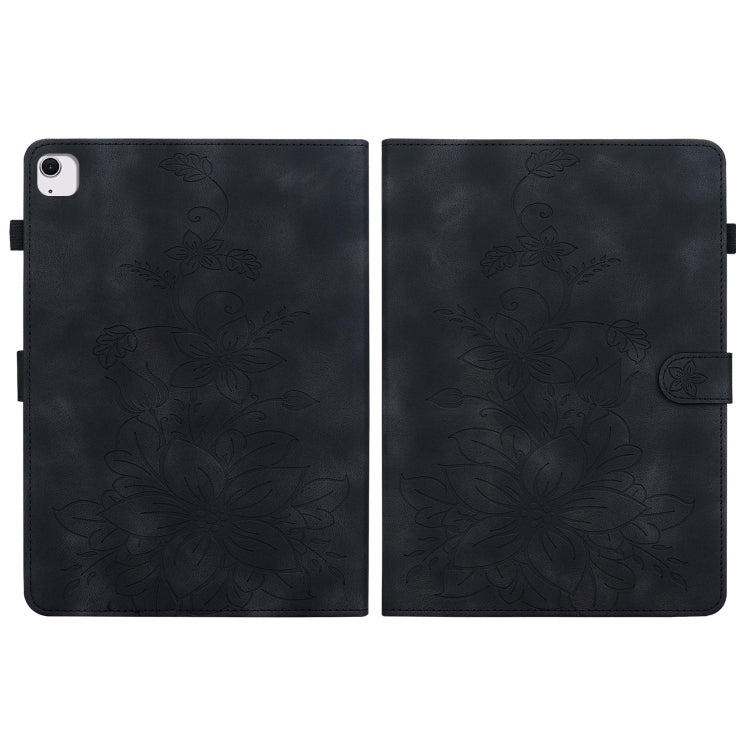For iPad Air 13 2024 Lily Embossed Leather Smart Tablet Case(Black) - iPad Air 13 2024 Cases by PMC TechLife | Online Shopping South Africa | PMC TechLife | Buy Now Pay Later Mobicred