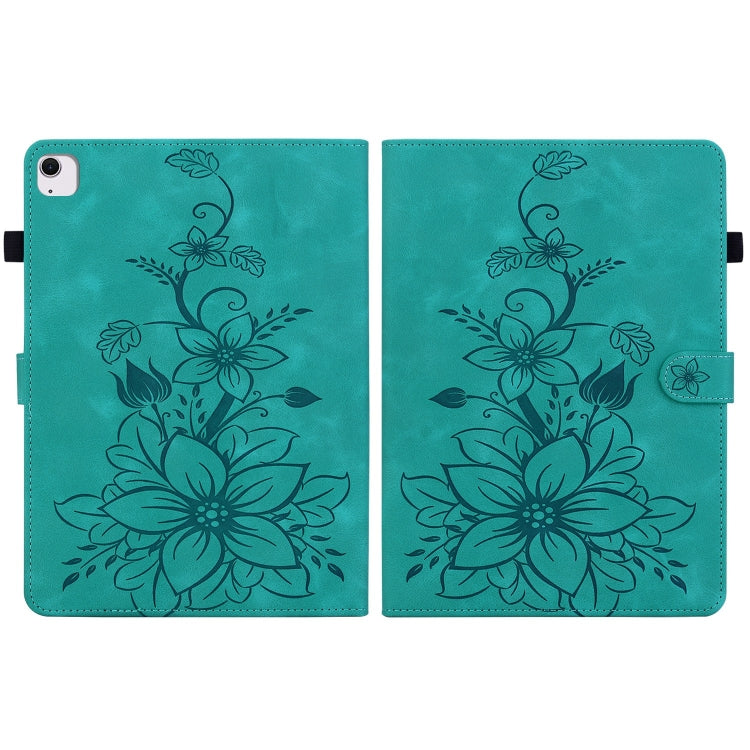 For iPad Air 11 2025 / 2024 Lily Embossed Leather Smart Tablet Case(Green) - iPad Air 11 2025 / 2024 Cases by PMC TechLife | Online Shopping South Africa | PMC TechLife | Buy Now Pay Later Mobicred