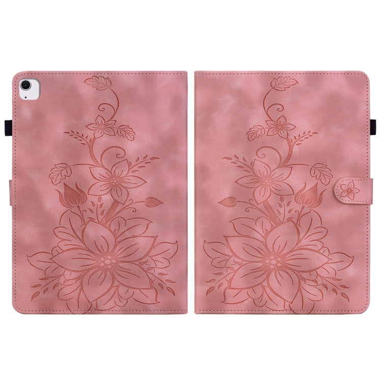 For iPad Air 11 2024 Lily Embossed Leather Smart Tablet Case(Pink) - iPad Air 11 2024 Cases by PMC TechLife | Online Shopping South Africa | PMC TechLife | Buy Now Pay Later Mobicred