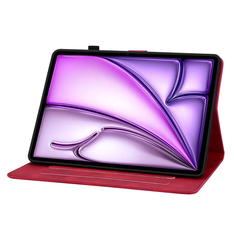 For iPad Air 11 2025 / 2024 Lily Embossed Leather Smart Tablet Case(Red)
