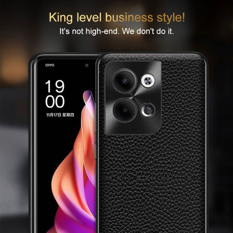 For OPPO Reno9 Pro Genuine Leather Litchi Texture Phone Case(Coffee) - OPPO Cases by PMC TechLife | Online Shopping South Africa | PMC TechLife | Buy Now Pay Later Mobicred
