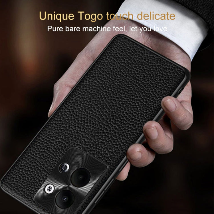 For OPPO Reno9 Pro Genuine Leather Litchi Texture Phone Case(Coffee) - OPPO Cases by PMC TechLife | Online Shopping South Africa | PMC TechLife | Buy Now Pay Later Mobicred