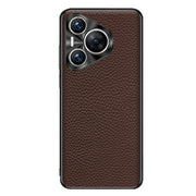 For Huawei Pura 70 Genuine Leather Litchi Texture Phone Case(Coffee)