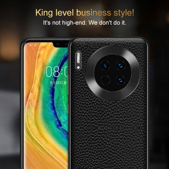 For Huawei Pura 70 Genuine Leather Litchi Texture Phone Case(Coffee)