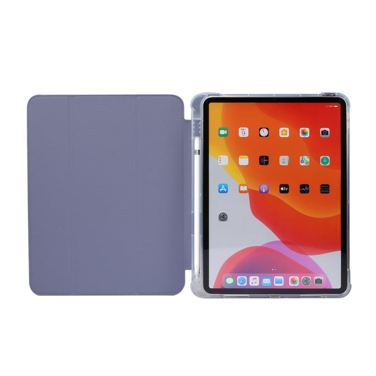 For iPad Air 11 2025 / 2024 3-folding Electric Pressed Skin Texture Leather Tablet Case(Lavender) - More iPad Cases by PMC TechLife | Online Shopping South Africa | PMC TechLife | Buy Now Pay Later Mobicred
