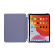For iPad Air 11 2025 / 2024 3-folding Electric Pressed Skin Texture Leather Tablet Case(Lavender)