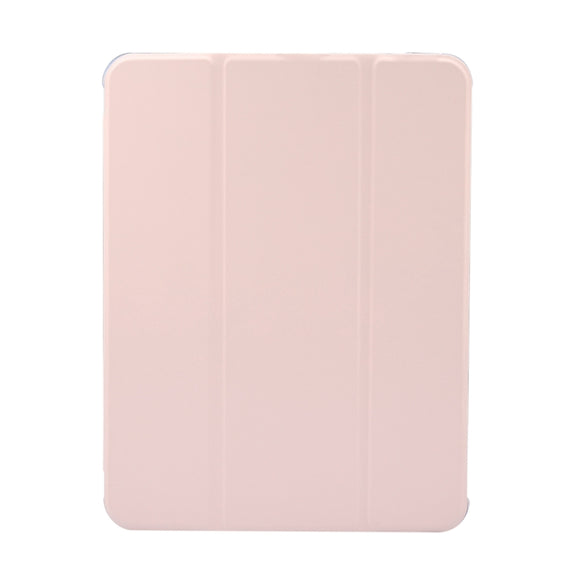 For iPad Air 11 2024 3-folding Electric Pressed Skin Texture Leather Tablet Case(Light Pink)