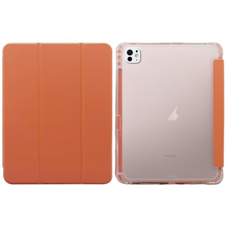 For iPad Pro 11 2024 3-folding Electric Pressed Skin Texture Leather Tablet Case(Orange) - iPad Pro 11 2024 Cases by PMC TechLife | Online Shopping South Africa | PMC TechLife | Buy Now Pay Later Mobicred