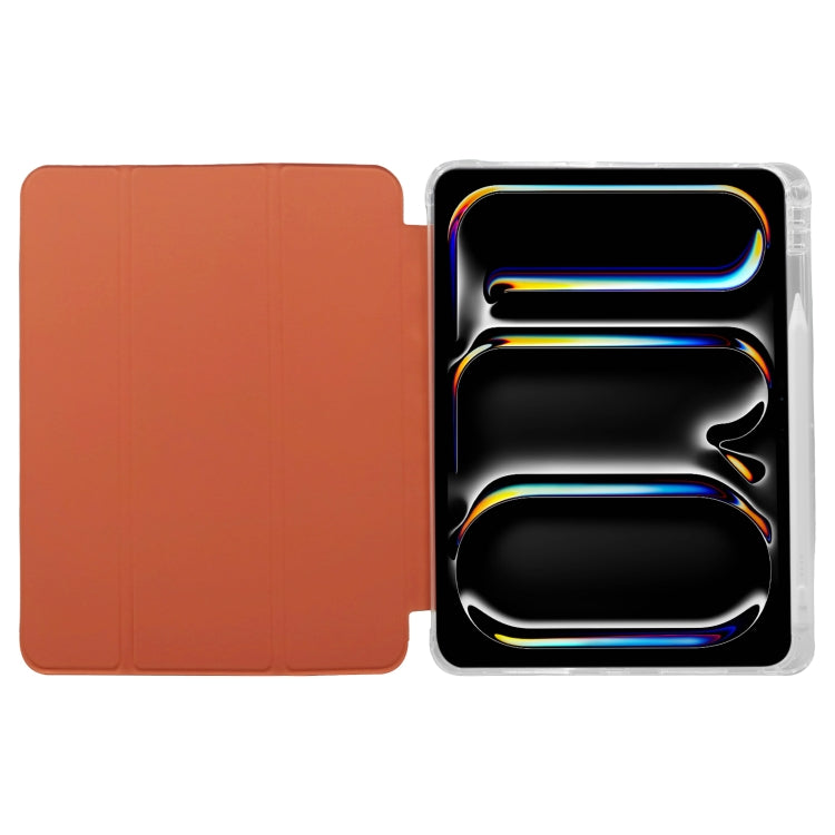 For iPad Pro 11 2024 3-folding Electric Pressed Skin Texture Leather Tablet Case(Orange) - iPad Pro 11 2024 Cases by PMC TechLife | Online Shopping South Africa | PMC TechLife | Buy Now Pay Later Mobicred