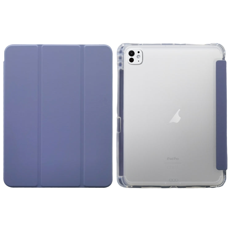 For iPad Pro 11 2024 3-folding Electric Pressed Skin Texture Leather Tablet Case(Lavender) - free shipping - PMC TechLife - Order now!