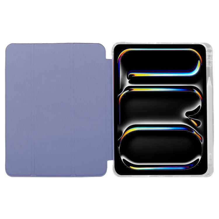 For iPad Pro 11 2024 3-folding Electric Pressed Skin Texture Leather Tablet Case(Lavender) - free shipping - PMC TechLife - Order now!