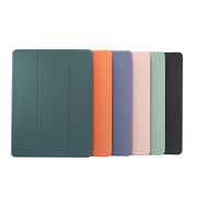 For iPad Air 11 2024 3-folding Electric Pressed Skin Texture Leather Tablet Case(Light Pink)