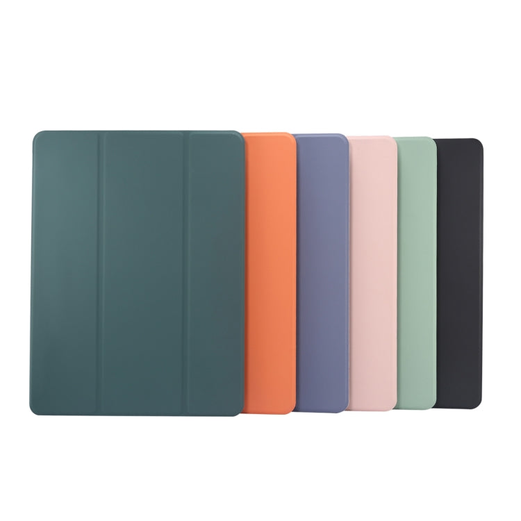 For iPad Air 11 2024 3-folding Electric Pressed Skin Texture Leather Tablet Case(Light Pink)