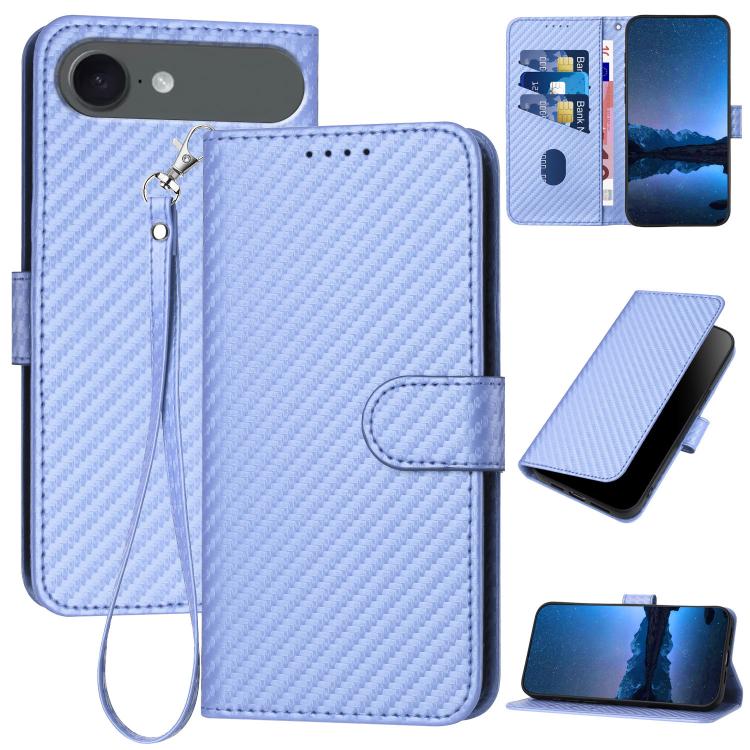 For iPhone 17 Air YX0070 Carbon Fiber Buckle Leather Phone Case with Lanyard(Light Purple) - free shipping - PMc TechLife - Order now!