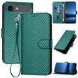 For iPhone 17 Air YX0070 Carbon Fiber Buckle Leather Phone Case with Lanyard(Dark Green) - free shipping - PMc TechLife - Order now!